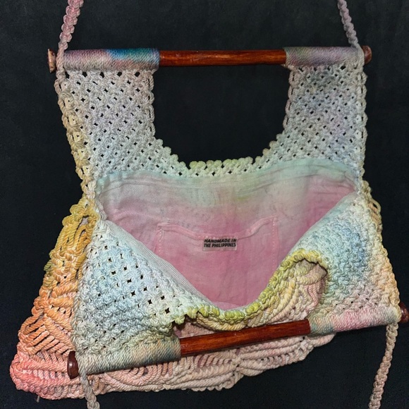 Vintage Custom Tie Dye Macrame Purse - Picture 4 of 11